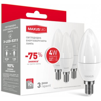 Набор LED ламп Maxus 3-LED-5311 4W 3000K 220V E14